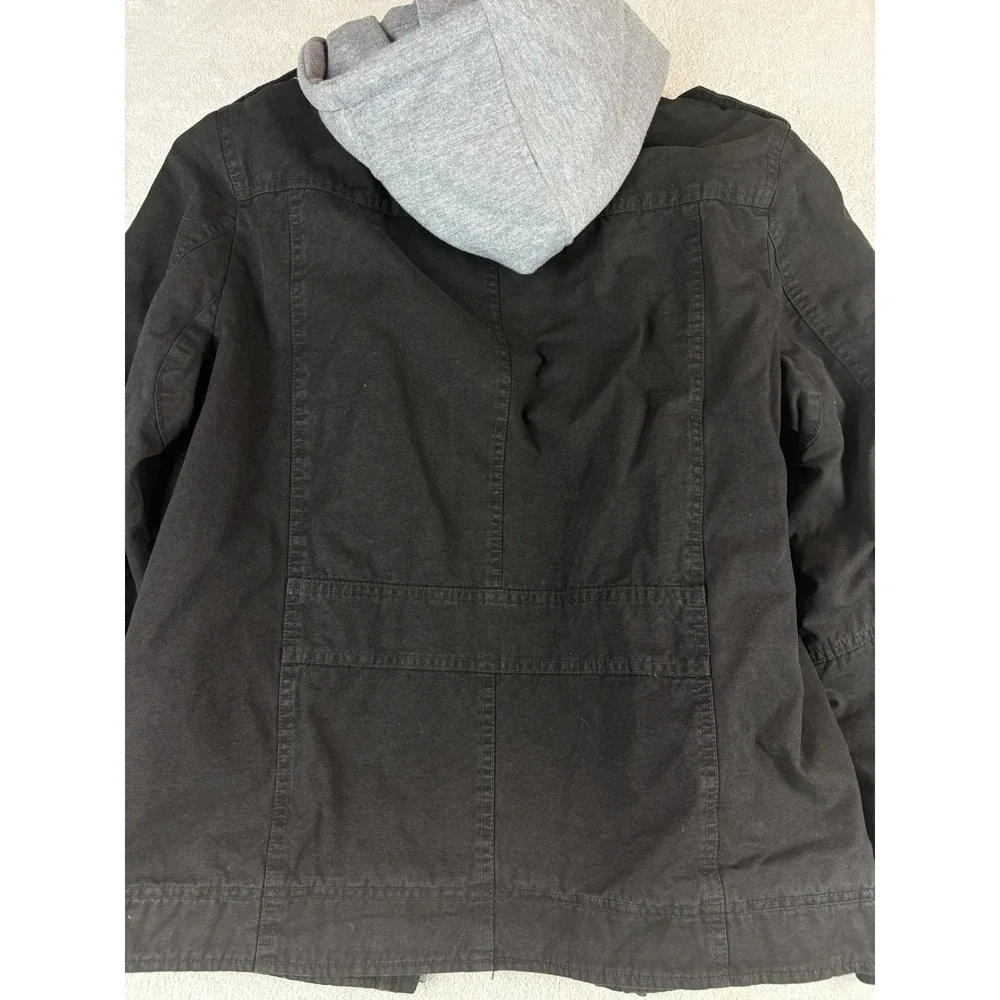 Levi's Co Mens Hooded Canvas Jacket Black Full Zip Snap Button‎ Small S NEW